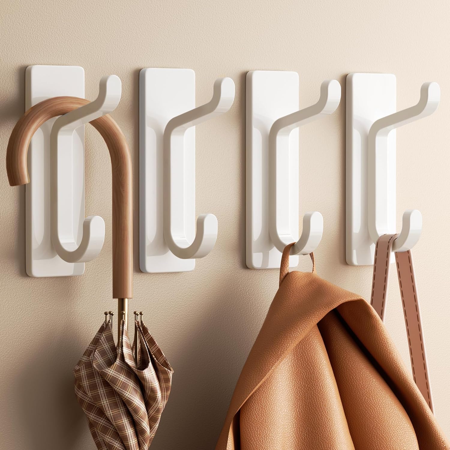 4 Pack Self Adhesive Double Wall Hooks