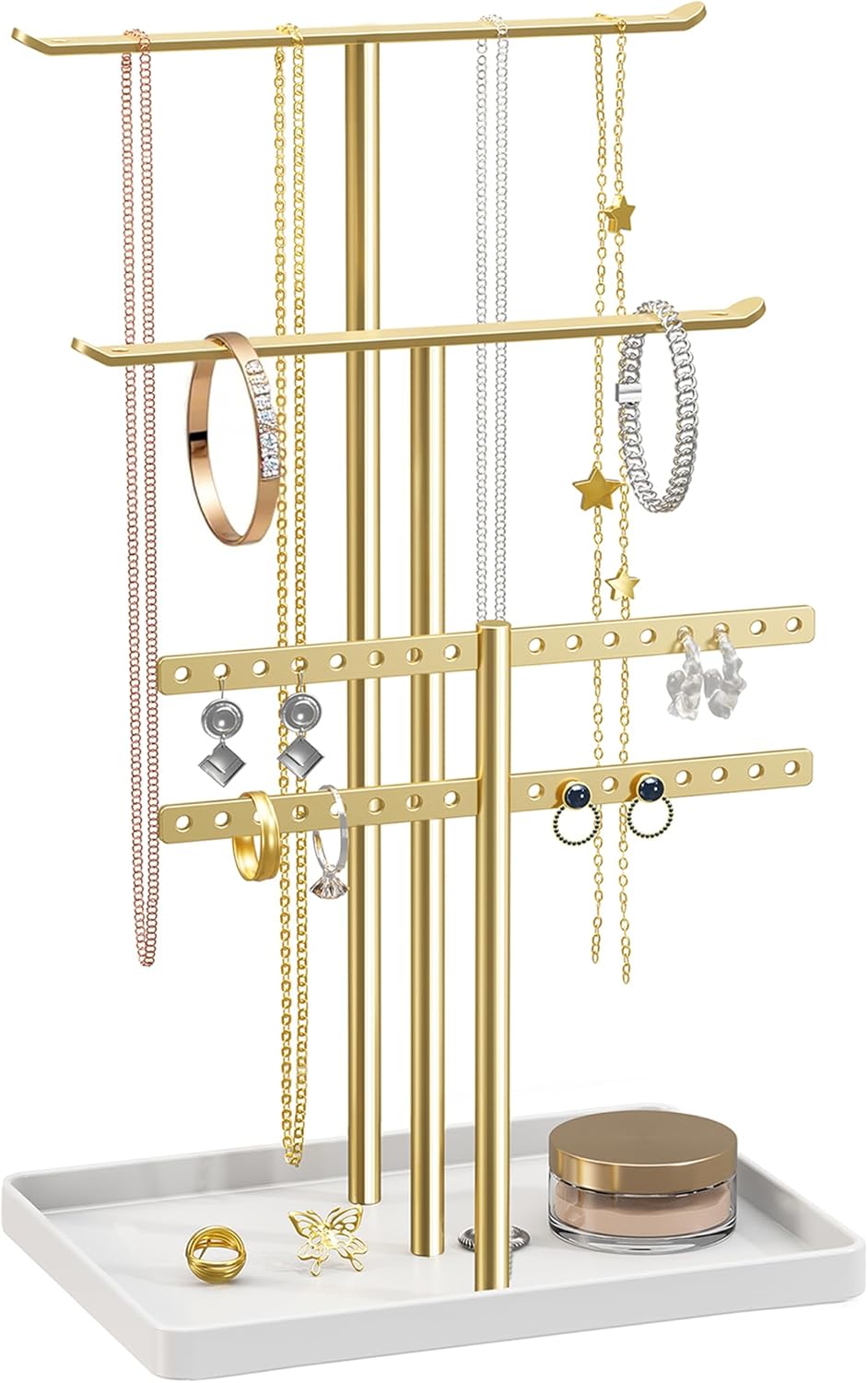 Gold 3-Tier Jewelry Stand Organizer